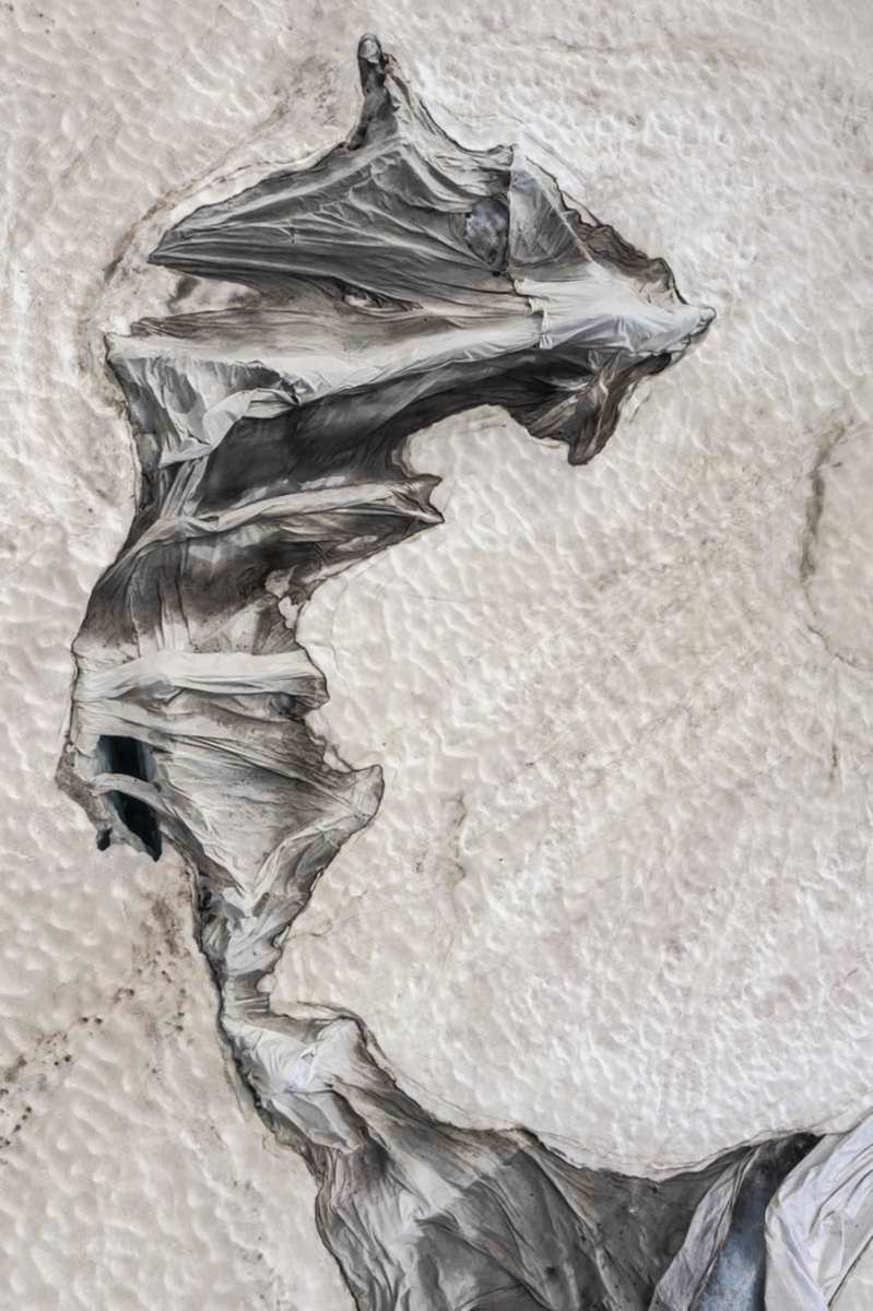 Zirwes Fotos von Gletschern, die mit Tüchern abgedeckt wurden . . .