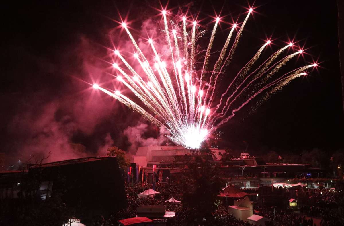 Das Feuerwerk vom Dach der Schwabenlandhalle wurde 15 Jahre lang  gezündet – nun wird das Spektakel abgesagt.