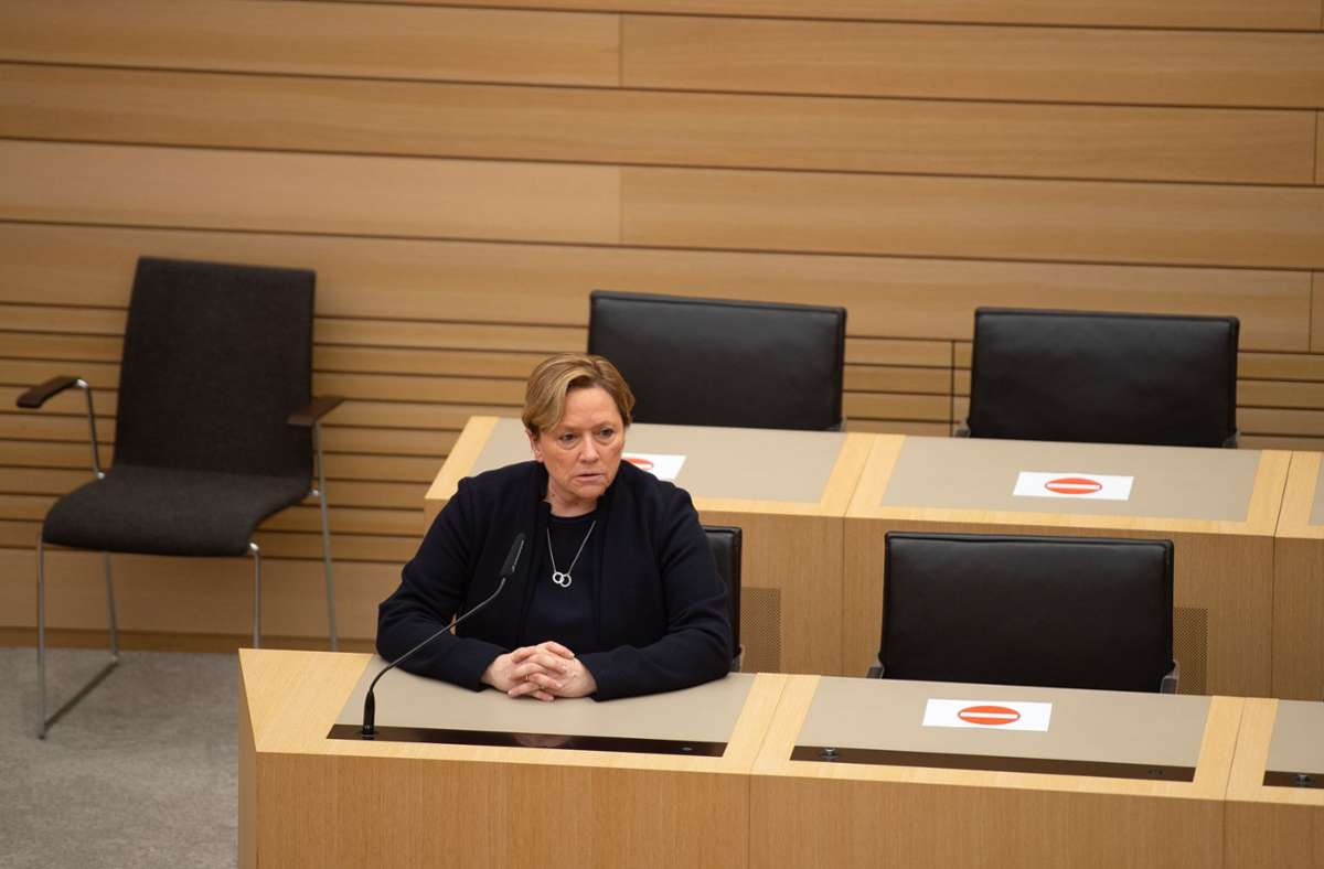 CDU-Spitzenkandidatin Susanne Eisenmann beschönigt am Wahlabend das desaströse Ergebnis nicht. Foto: LICHTGUT/Leif Piechowski/Leif Piechowski
