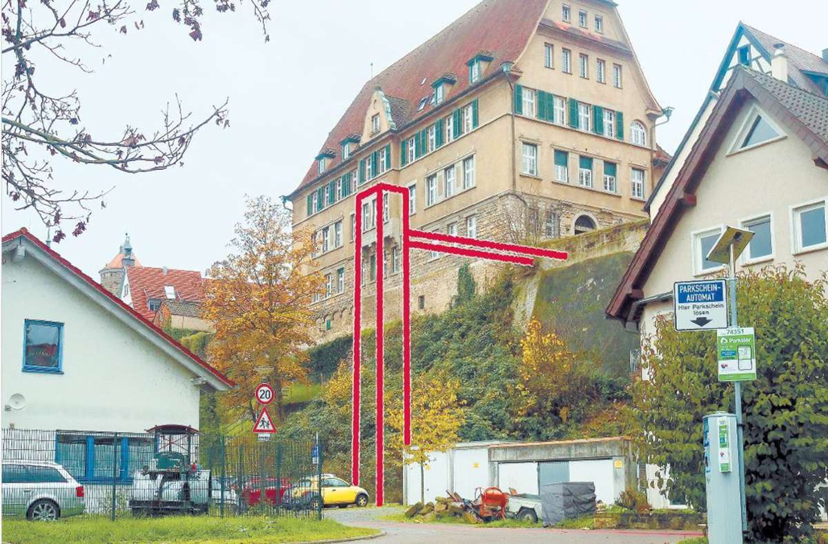 Der Höhenunterschied innerhalb Besigheims stellt eine Hürde da. Ein Aufzugsturm könnte diese nehmen . . . Foto: Simon Granville//Bearbeitung: Lange