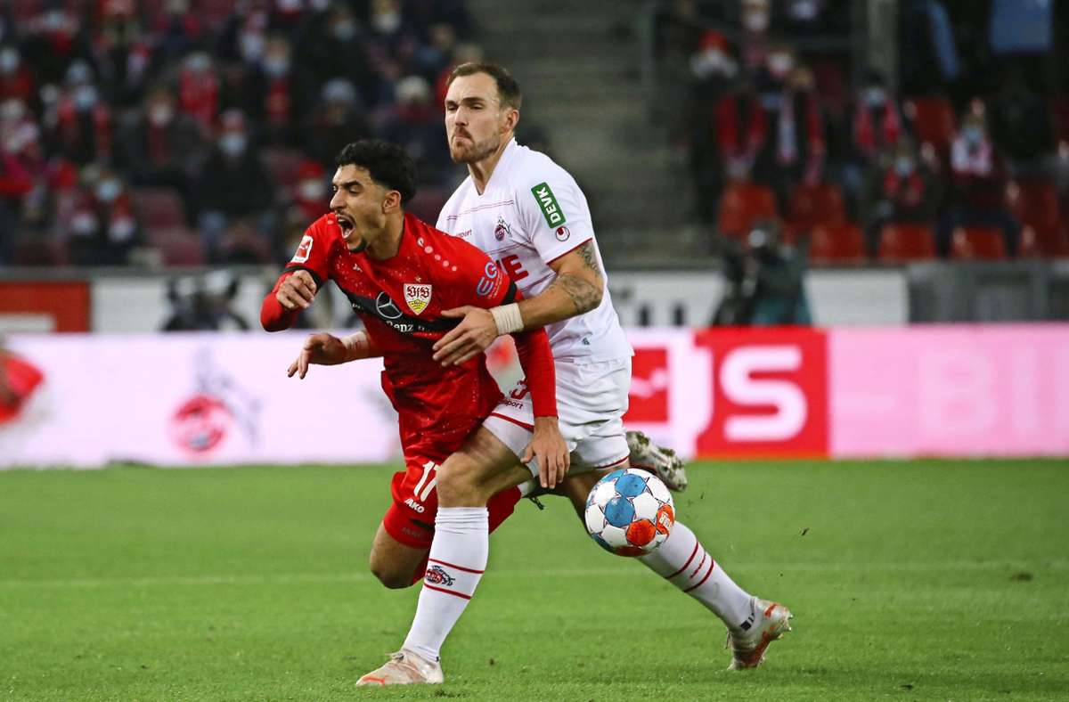 Kein Durchkommen: VfB-Stürmer Omar Marmoush in Köln.