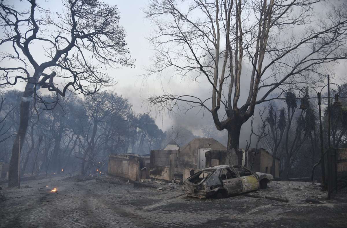 Ein  Waldbrand war  in der Nähe des Dorfes Lampiri, westlich von Patras, ausgebrochen. Foto: dpa/Andreas Alexopoulos