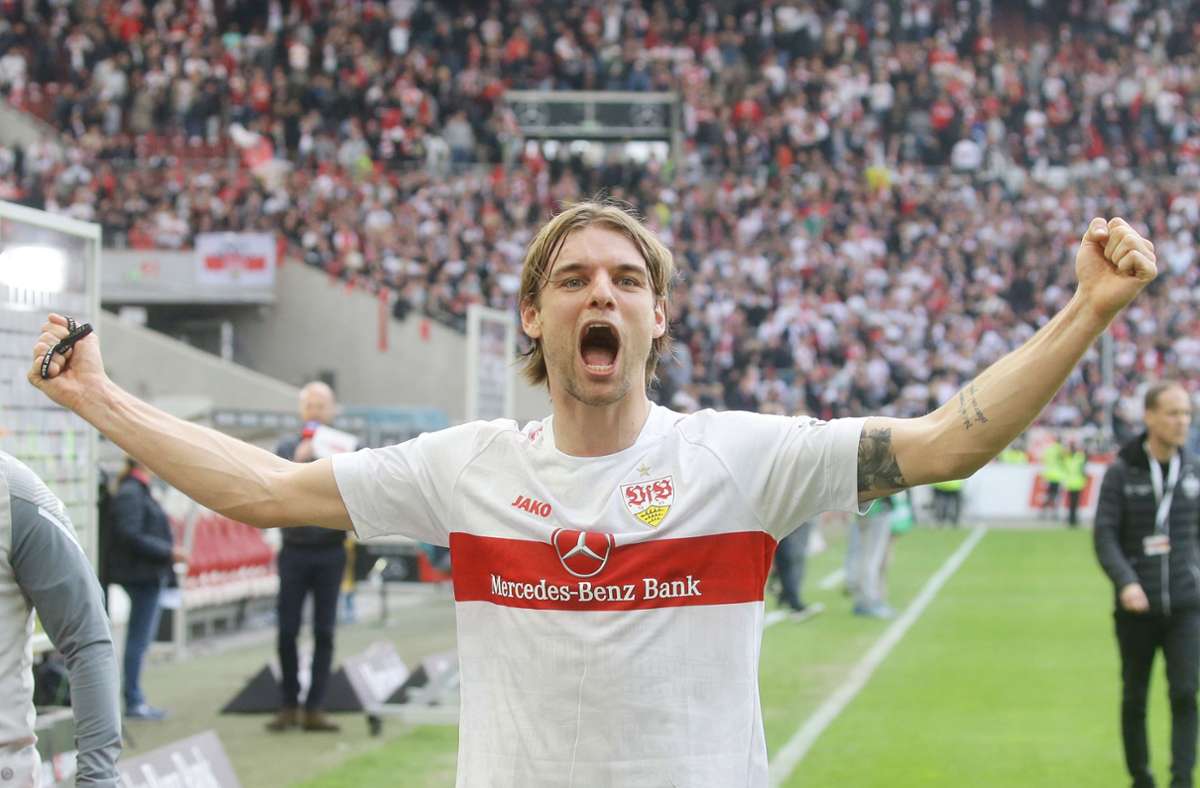 Borna Sosa jubelt. Der VfB hat gegen Borussia Mönchengladbach erneut einen Rückschlag weggesteckt.