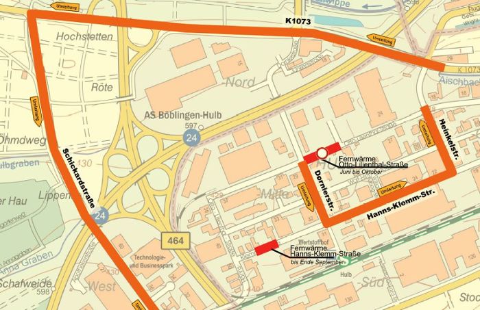 Straßensperrung in Böblingen: Otto-Lilienthal-Straße gesperrt
