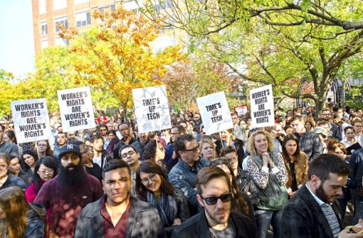 Google-Mitarbeiter demonstrierten im Jahr 2018 wegen des Umgangs im Unternehmen mit Vorwürfen der sexuellen Belästigung. Foto: AFP/Bryan R. Smith, privat
