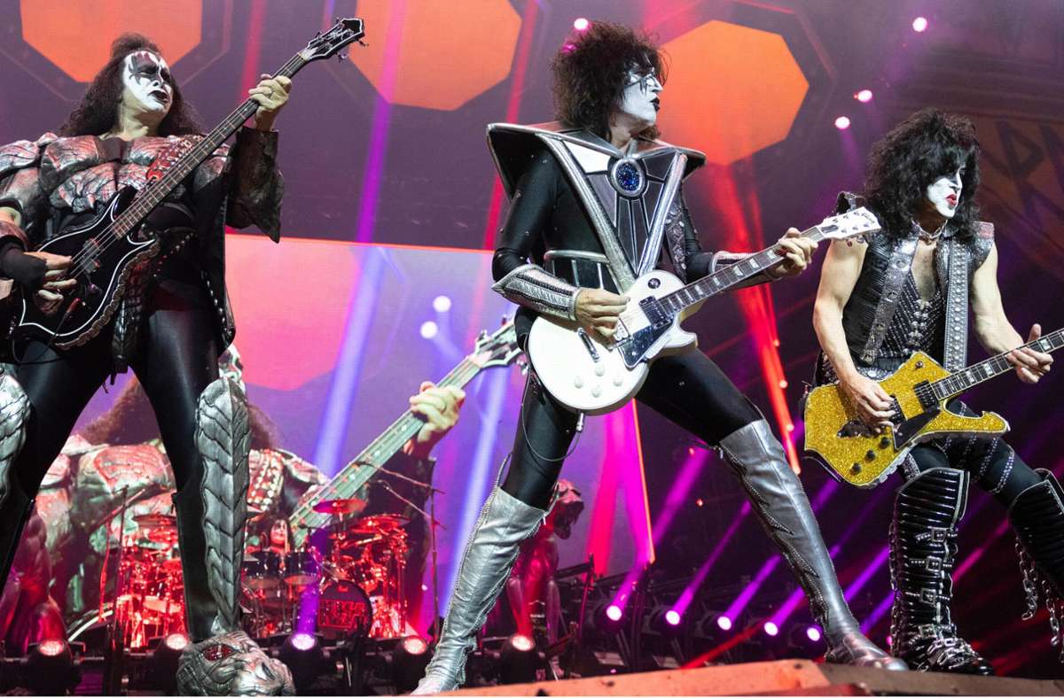 Kiss bei ihrem letzten Konzert in Deutschland in der Kölner Lanxess-Arena.