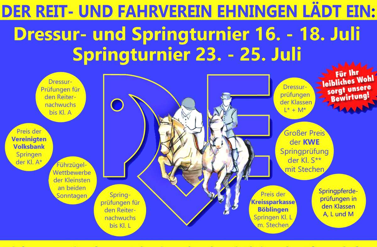 Reiten beim RV Ehningen: Turnier an zwei Wochenenden zum 50-jährigen Bestehen