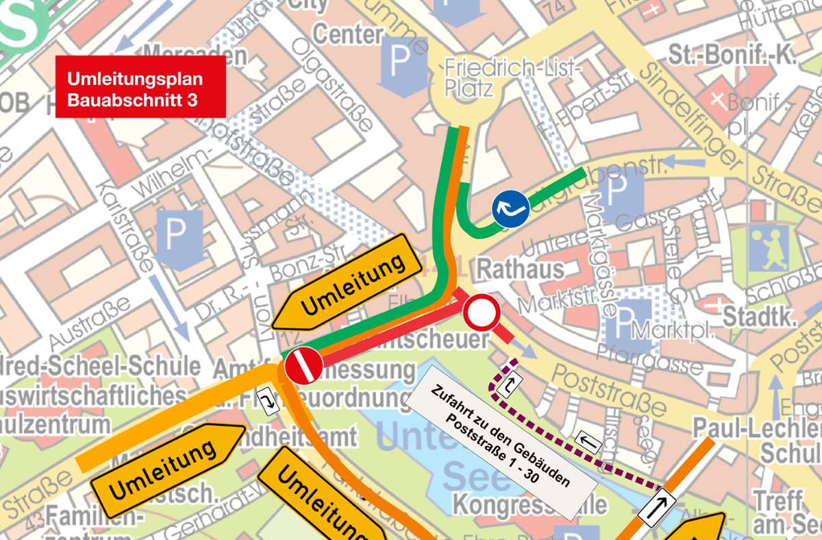 Umbau am Böblinger Elbenplatz: Einfahrt in die Untere Poststraße wird gesperrt