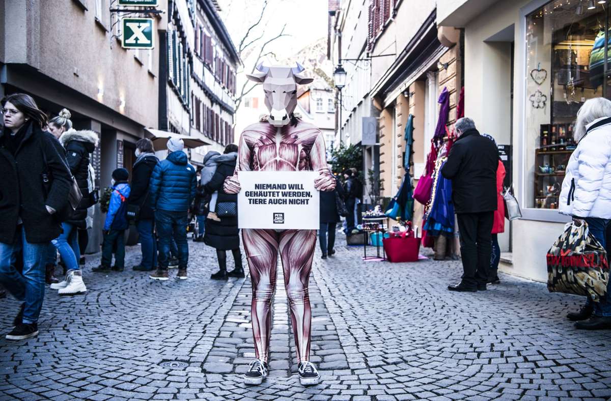 Peta-Aktivistin in Tübingen: Der Mensch als Kuh
