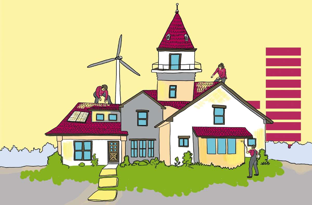 Sanierungen und die Nutzung erneuerbarer Energien zahlen sich für Hausbesitzer langfristig aus. Förderprogramme erleichtern die Finanzierung. Foto: Studio Zeichnerei 6/Ilona Trimbacher