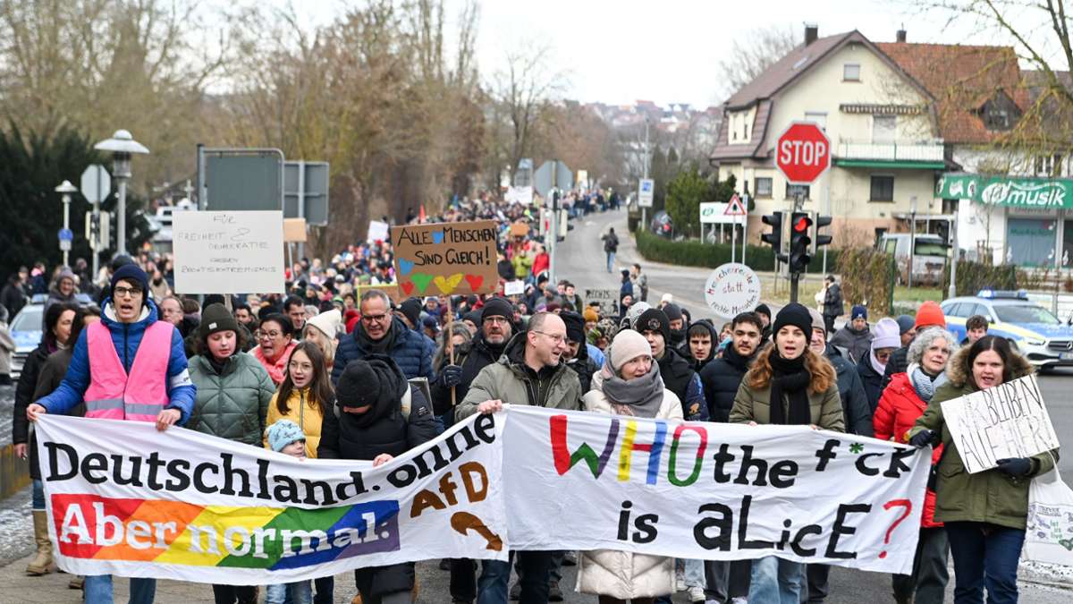 Langer und bunter Protestzug in Herrenberg