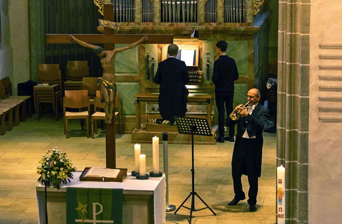 Bernhard Kratzer an der Trompete, Paul Theis an der Orgel Foto: Eibner-Pressefoto/Drofitsch