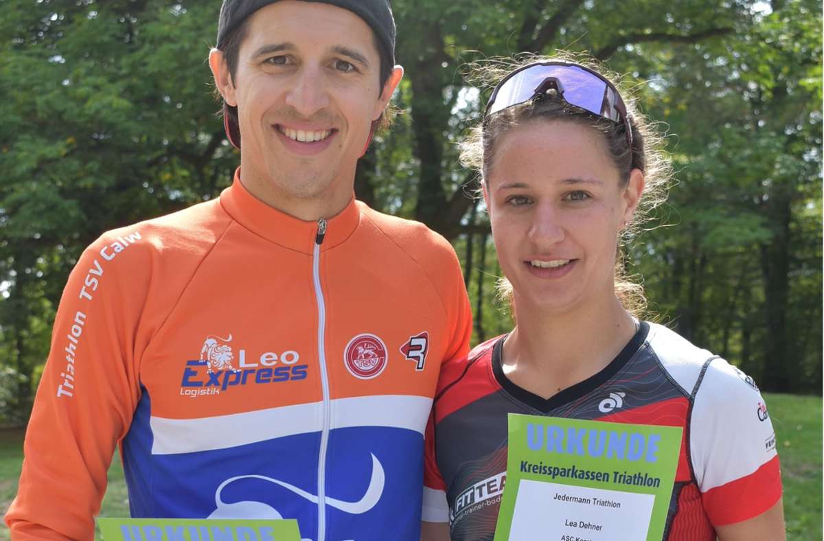 Ausdauersport in Sindelfingen: Julian Mutterer und Lea Dehner gewinnen den Jedermann-Triathlon