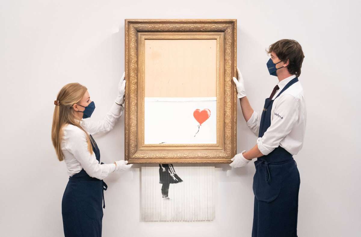 Auktion bei Sotheby’s in London: Banksys Schredder-Werk für 16 Millionen Pfund versteigert