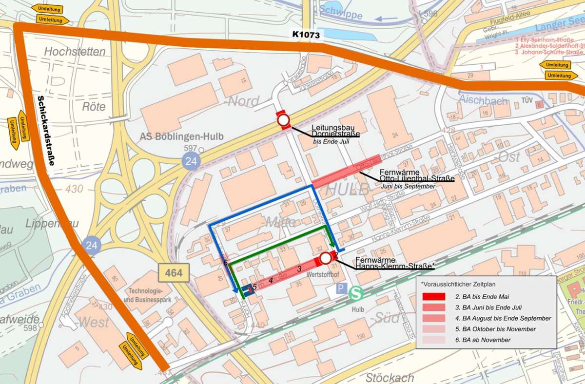 Wegen Ausbau der A 81: Dornierstraße bis Ende Juli  gesperrt