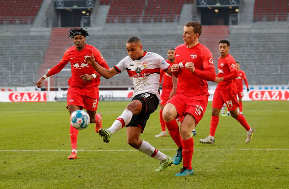 Nikolas Nartey überzeugte für den VfB gegen Leipzig. Foto: Pressefoto Baumann/Volker Müller
