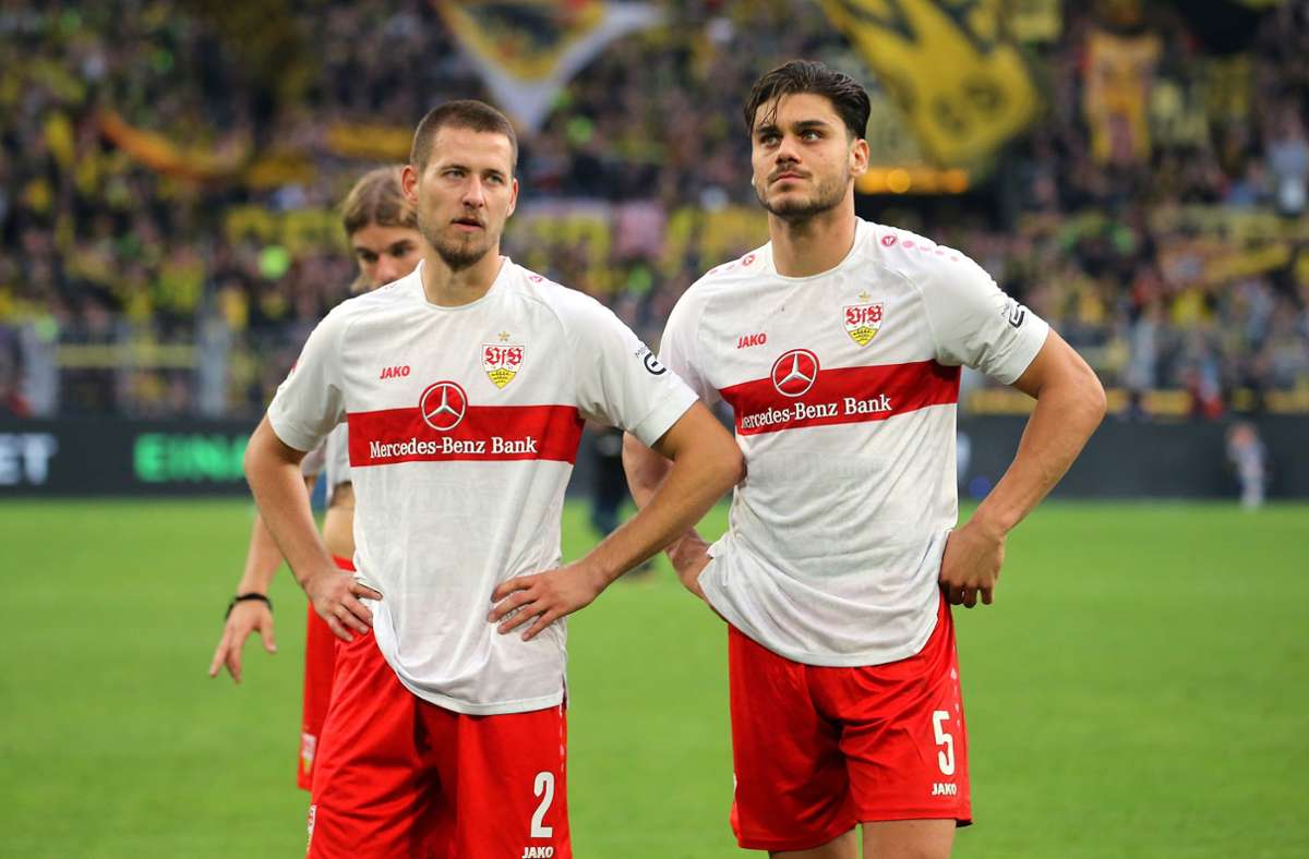Die VfB-Verteidiger Waldemar Anton (links) und Konstantinos Mavropanos wollen sich der Frankfurter Angriffswucht stellen.