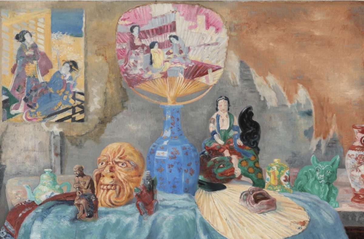 James Ensor malte Stillleben mit dem, was er gerade rumstehen hatte – zum Beispiel „Chinoiserien“ (1907), also Souvenirs aus Asien.