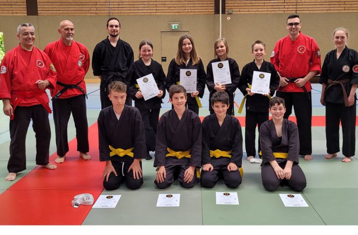 Ju Jitsu beim TSV Dagersheim: Acht Kids bestehen ihre Prüfung zum gelben Gürtel mit Bravour