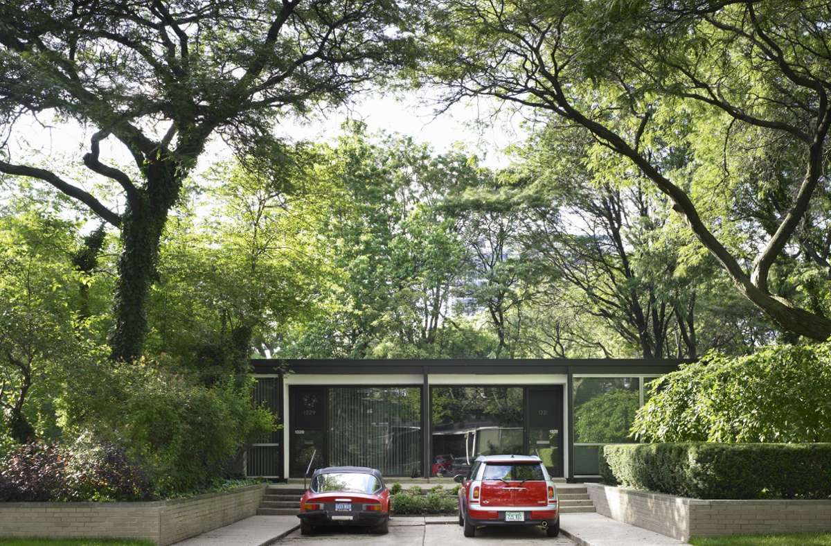 Städtisches Wohnen im Grünen – ein Traum: Ein Bungalow in Lafayette Park, einem Stadtviertel in Detroit, das von Mies van der Rohe und Ludwig Hilberseimer projektiert wurde.