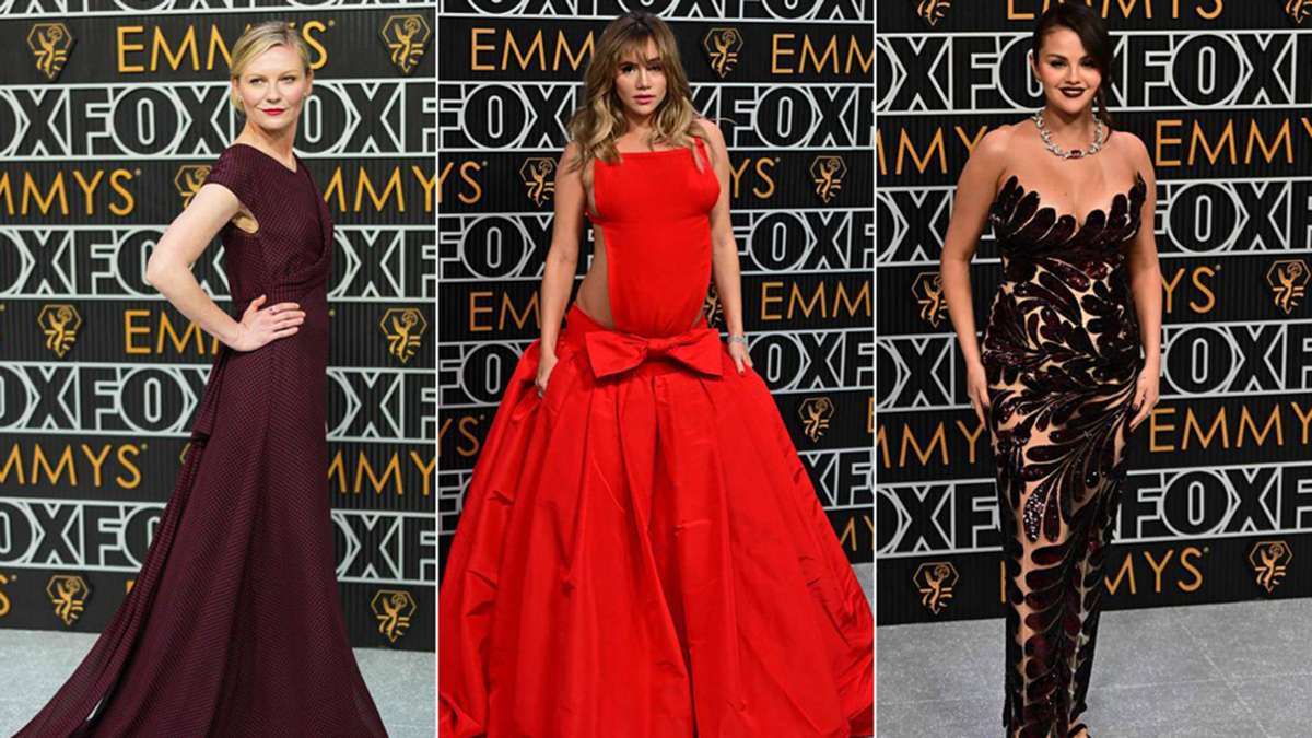 Rot, rot, rot sind alle ihre Kleider (von links): Kirsten Dunst, Suki Waterhouse und Selena Gomez.