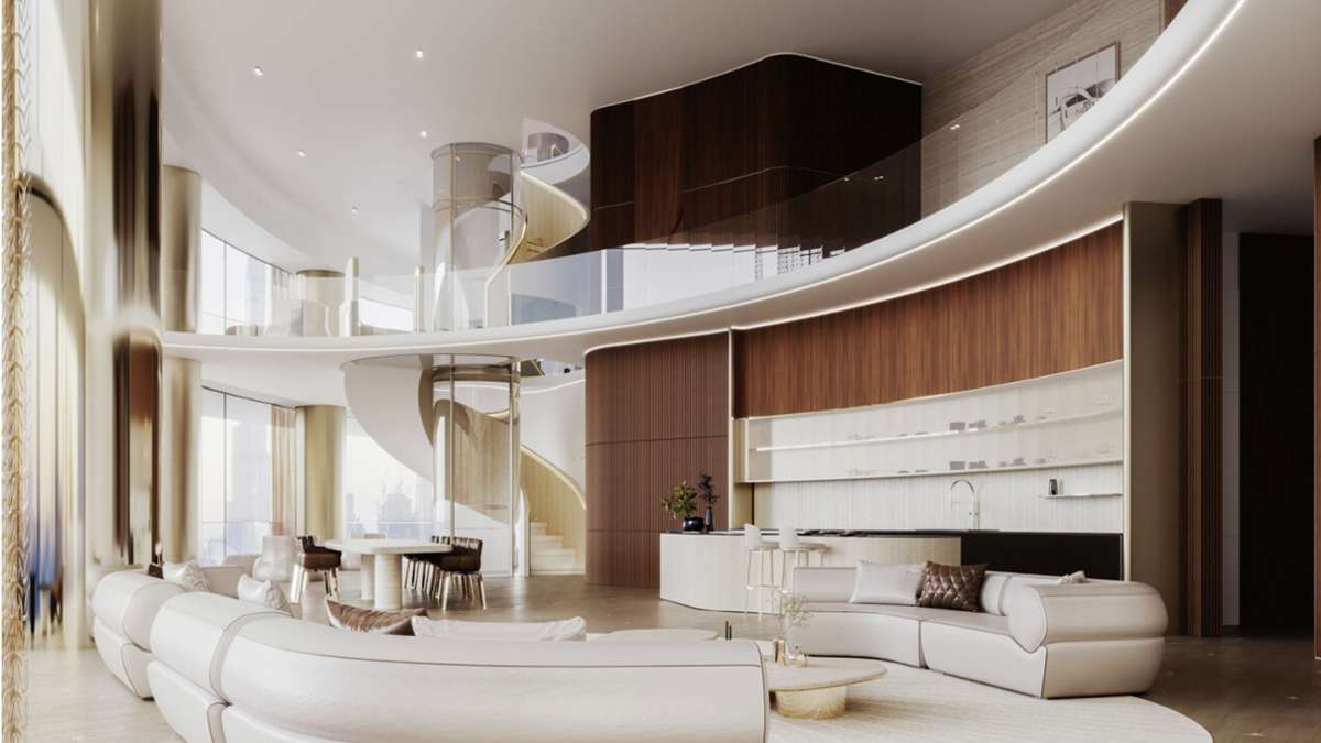 Leder, Holz, gediegene Qualität kennt man auch aus den Luxusautos – deutlich geräumiger aber  ist der Wohnraum in einem der  Apartments des geplanten Mercedes-Hochhauses in Dubai.