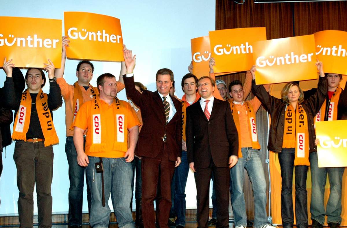 Wahlkampf 2006: Mit Ministerpräsident Günter Oettinger