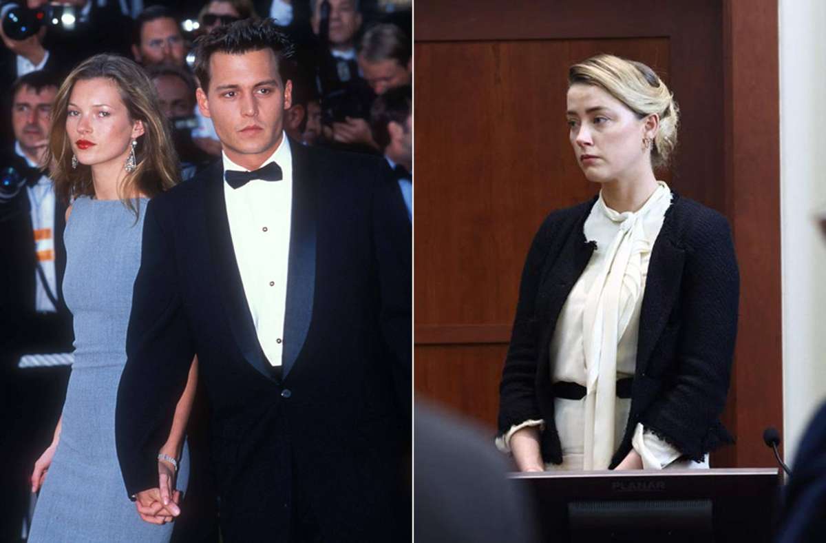 In den 1990er Jahren waren Kate Moss und Johnny Depp (links) ein Paar – nun stehen sich der Schauspieler und seine Ex-Frau Amber Heard (rechts) vor Gericht gegenüber.
