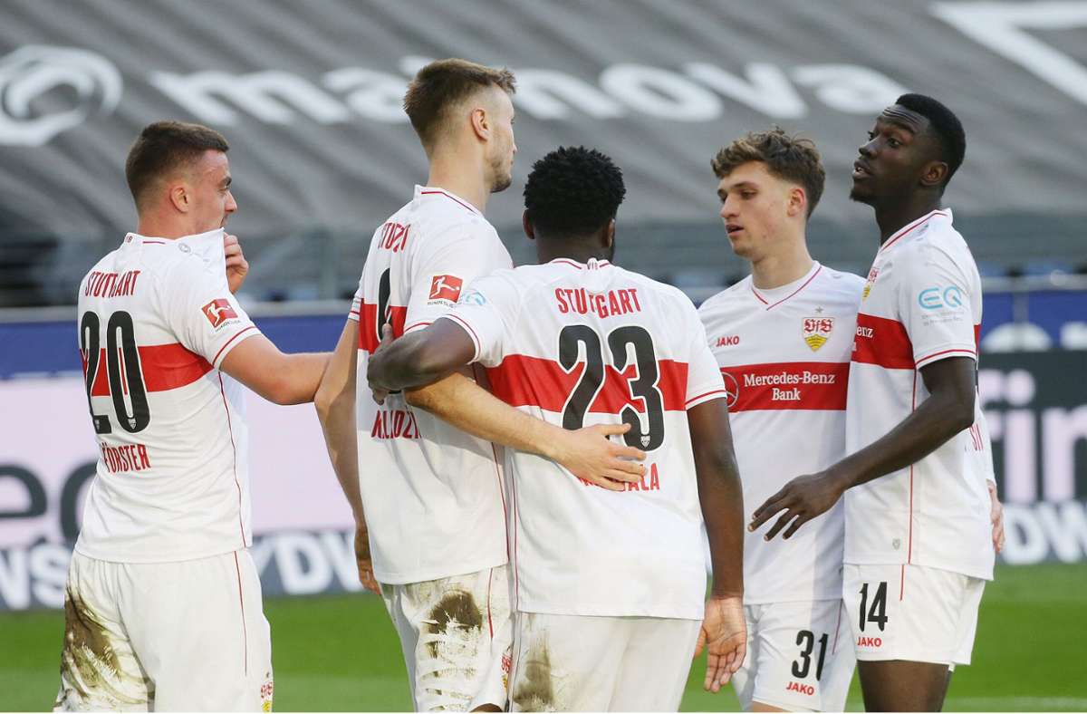 Sasa Kalajdzic traf zur 1:0-Führung des VfB Stuttgart bei Eintracht Frankfurt. Foto: Pressefoto Baumann