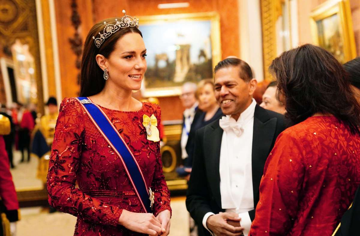 Prinzessin Kate mit der „Lotus Flower Tiara“, mit der man sie seit Jahren nicht mehr gesehen hat.