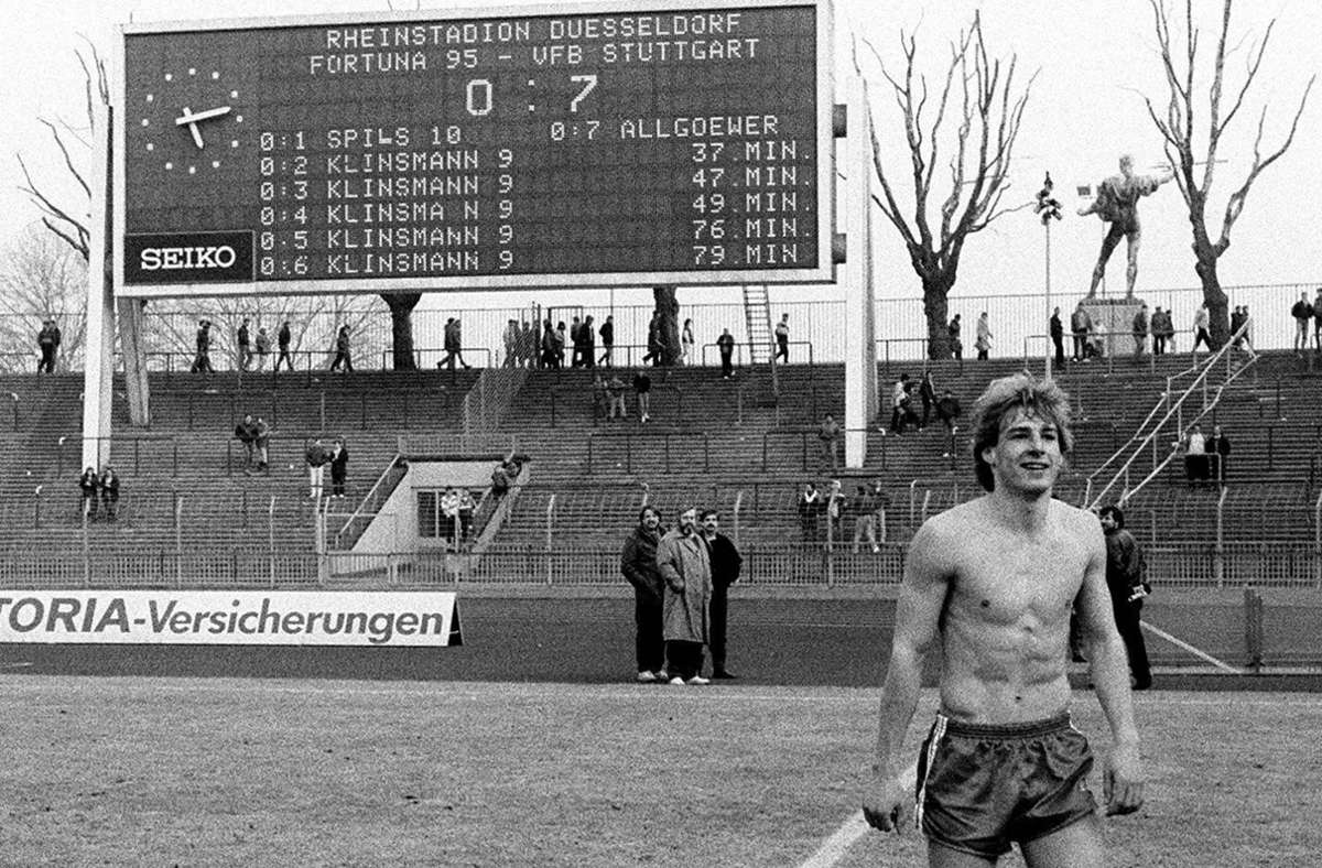 Jürgen Klinsmann beließ es 1986 im Spiel bei Fortuna Düsseldorf nicht bei drei Toren. In unserer Bildergalerie zeigen wir VfB-Profis, die in einem Bundesligaspiel mindestens drei Treffer erzielt haben.