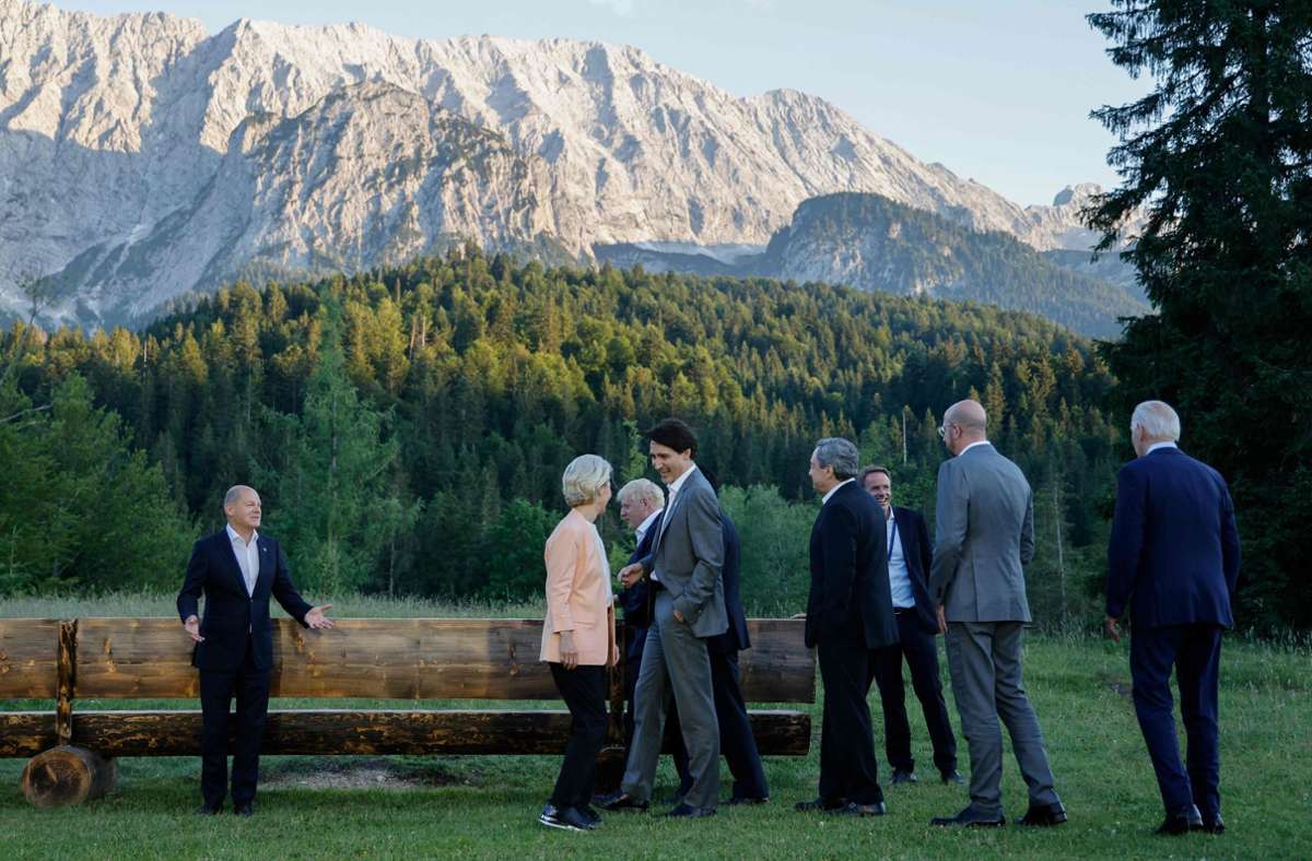 Ein Teil der mächtigsten Menschen der Welt beim G7-Gipfel im beschaulichen bayerischen Elmau Foto: AFP/LUDOVIC MARIN
