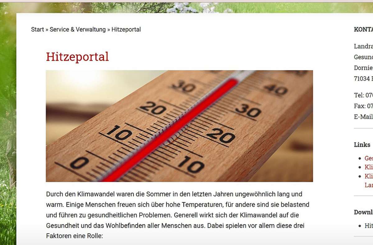 Landkreis gibt Tipps: Hitzeportal für den Landkreis Böblingen