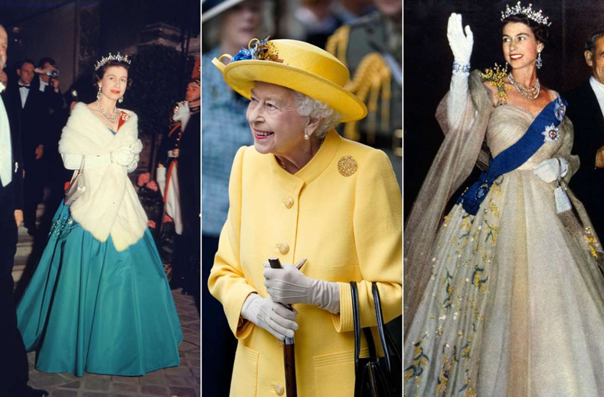 Drei Bilder aus drei Jahrzehnten: Queen Elizabeth II. blieb sich modisch stets treu.