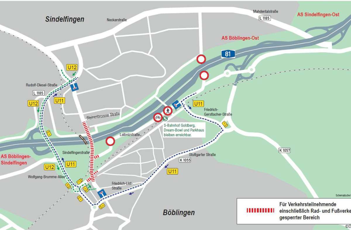 Ausbau der A 81: Brücke nach Sindelfingen voll gesperrt - Stadt