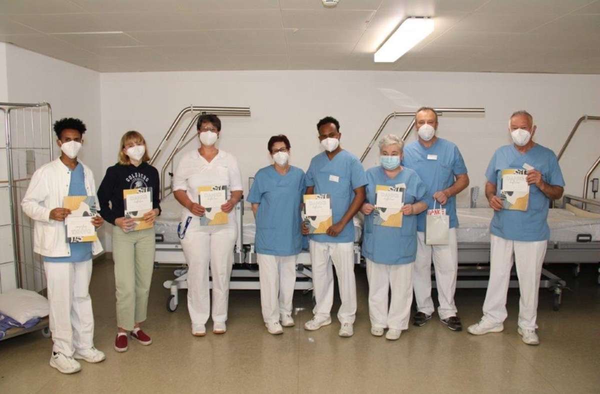 Zu Gast im Klinikum in Sindelfingen, um „danke“ zu sagen für den unermüdlichen Einsatz in der Corona-Pandemie Foto: Goldberg-Gymnasium