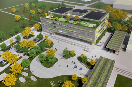 Heimat zweier Schulen: So wird das Gebäude im Schulzentrum „Stockbrünnele“ aussehen. Baubeginn soll  im Frühjahr sein.. Foto: BFK Architekten