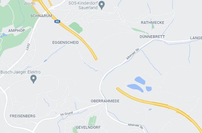 A 45 bei Lüdenscheid: Google Maps löscht Autobahnabschnitt