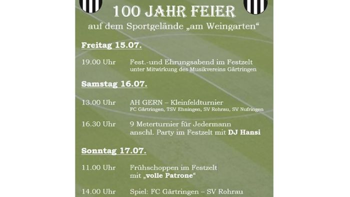 FC Gärtringen feiert 100-jähriges Bestehen mit Festwochenende