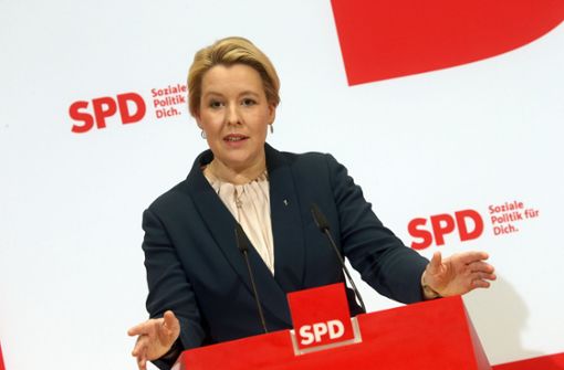 Franziska Giffey will unter der Führung der CDU in eine große Koalition gehen. Foto: dpa/Wolfgang Kumm