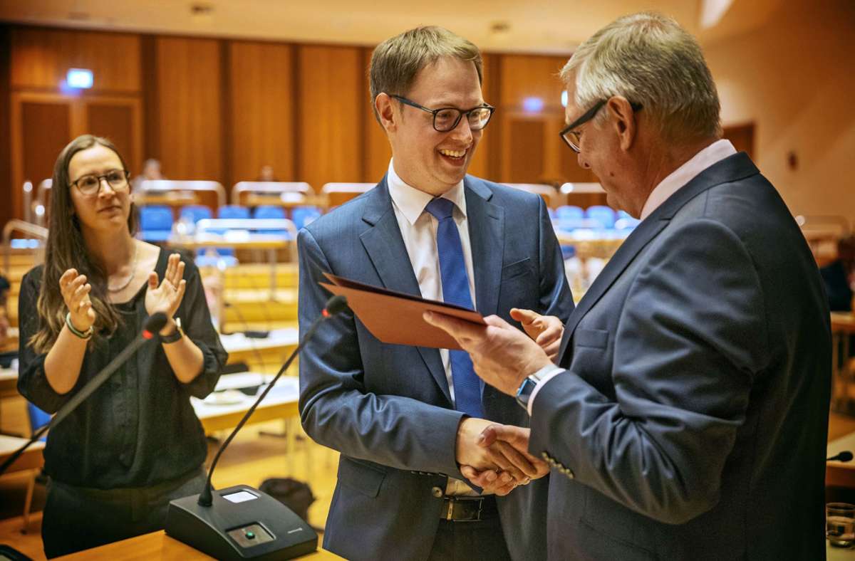 Amtseinsetzung in Waiblingen: Sebastian Wolf ist jetzt offiziell Oberbürgermeister
