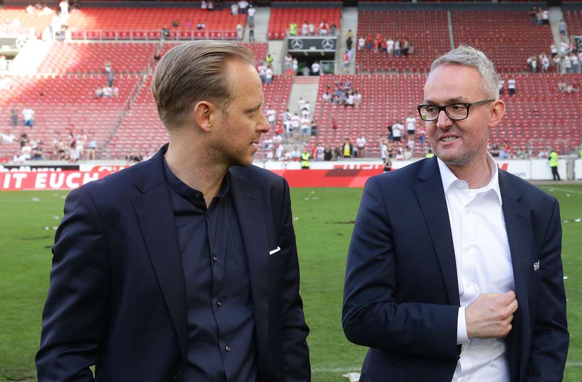 Marketing-Vorstand Rouven Kasper (links) und dem Vorstandsvorsitzenden Alexander Wehrle bläst der Wind trotz neuem Millionenpaket ins Gesicht.
