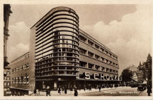 Das Schocken-Kaufhaus in Stuttgart  als historisches Postkartenmotiv Foto: Postkarte/Nicht bekannt/Postkarte/nicht bekannt