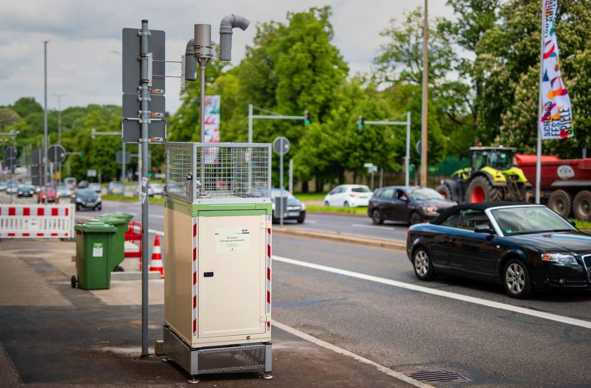 Ein Luftmessgerät in Stuttgart Foto: dpa/Christoph Schmidt