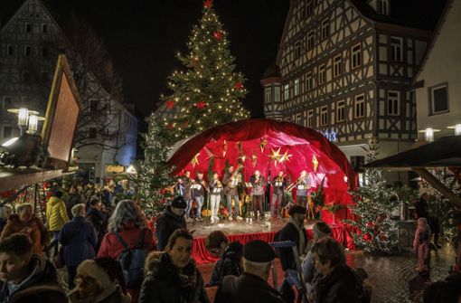 Der Waiblinger Weihnachtsmarkt ist mit Musik und Lichterglanz eröffnet. Foto: /Julian Rettig