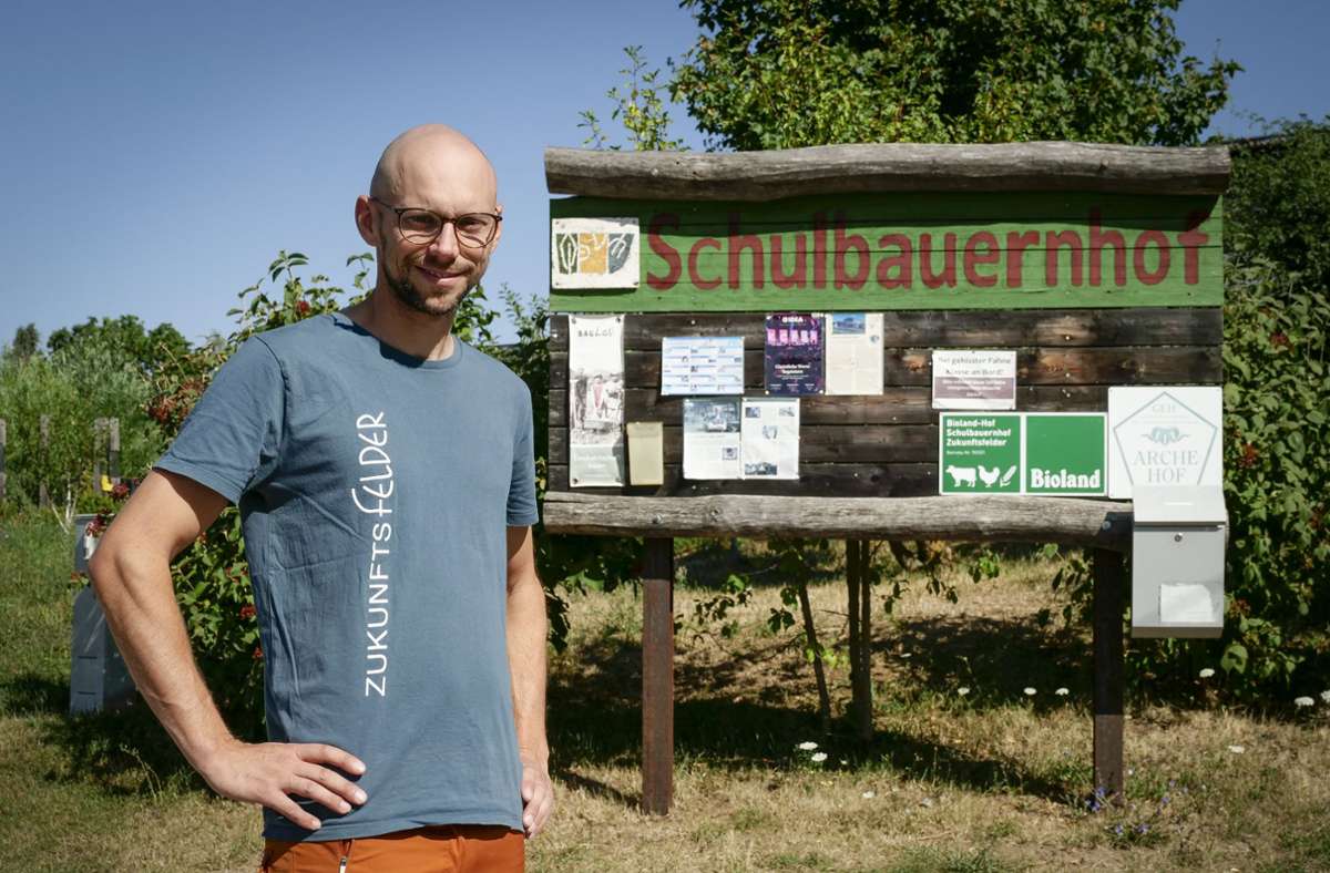 Der 36-jährige Jugend- und Heimerzieher Florian Aufrecht  leitet den Schulbauernhof Zukunftsfelder im Stadtteil Korntal
