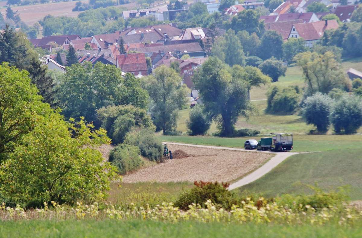 In diesem Ackerbereich westlich von Leonberg-Gebersheim wurde die Fliegerbombe gefunden. Foto: 7aktuell.de/Kevin Lermer