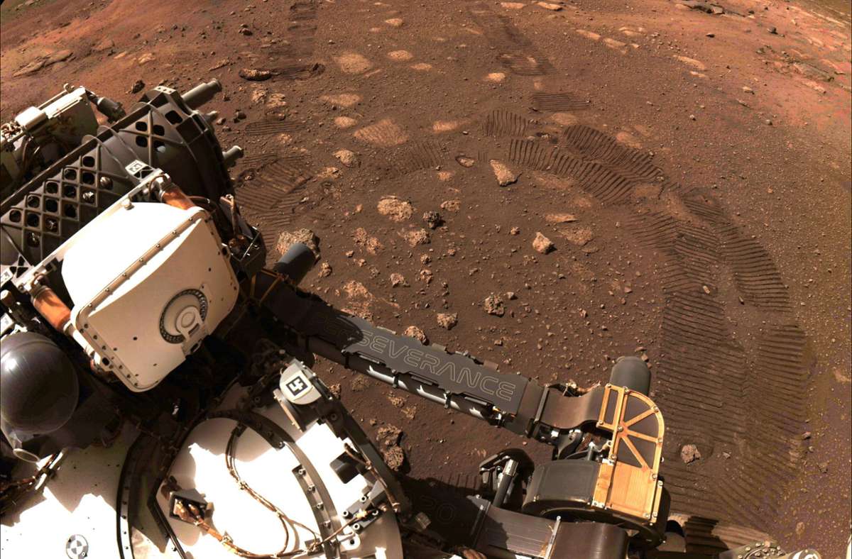 Die NAsa bekommt Funkbilder von ihrem Rover Perseverance, der am 18. Februar 2021 auf dem Mars gelandet ist.