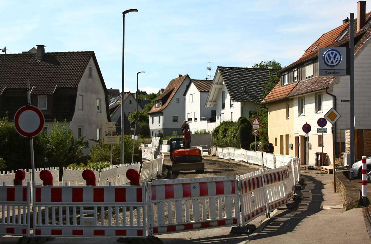 Sperrung in Leinfelden-Echterdingen: Seit drei Jahren leben die Stettener  mit dieser Baustelle