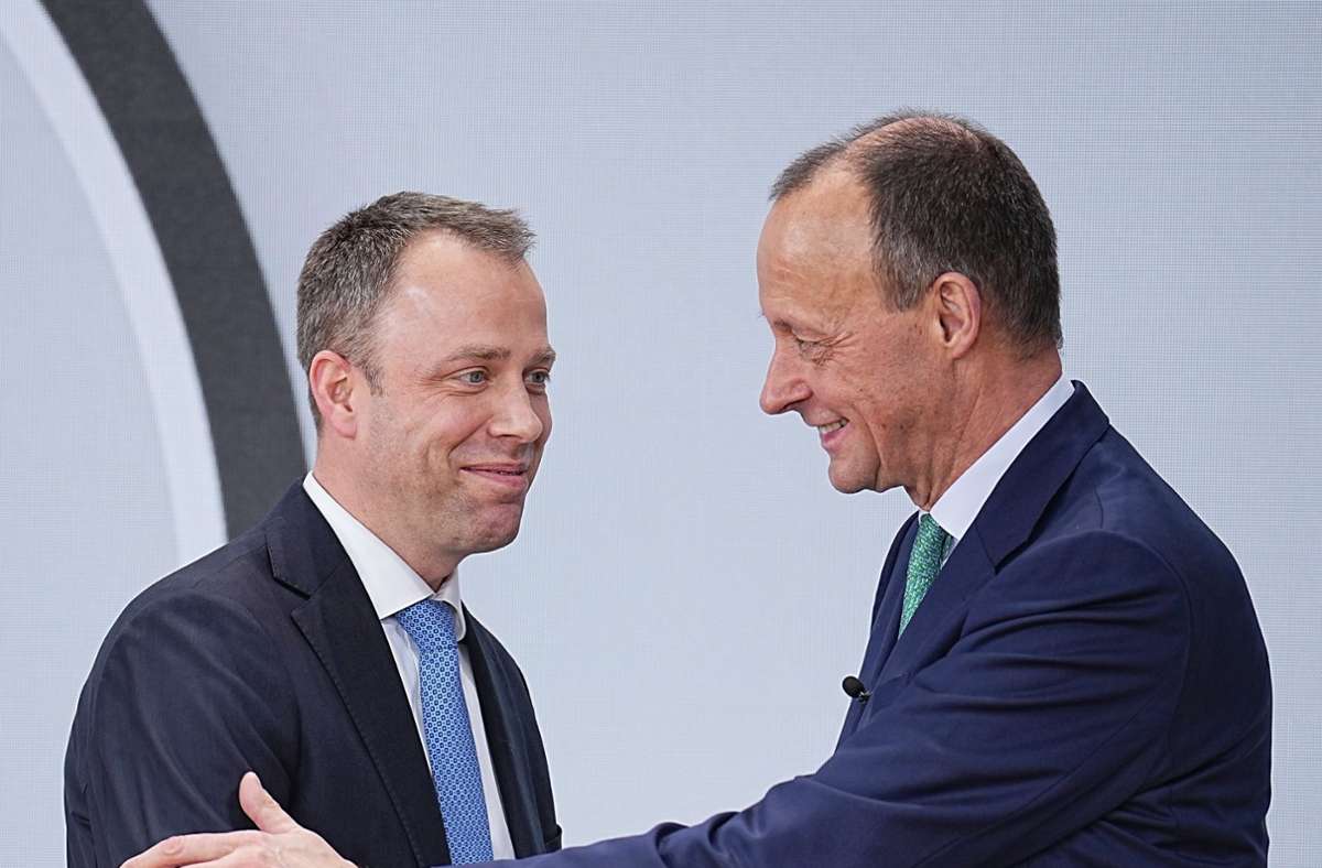 Sie sollen es richten: Friedrich Merz (re.), der neue CDU-Vorsitzende, und sein Generalsekretär Mario Czaja. Foto: dpa/Michael Kappeler